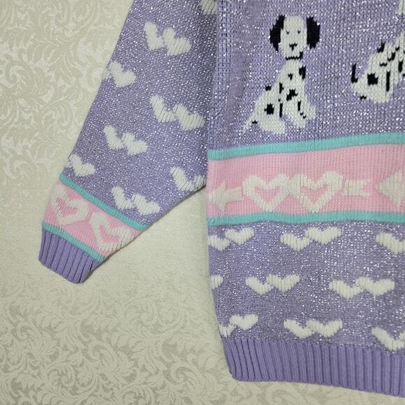 VTG Adele Knitwear Sweater S* Purple Dalmations Dogs Grannycore Cottagecore - Picture 4 of 15
